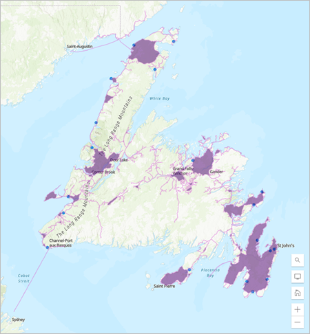 Áreas de viaje alrededor de las estaciones de recarga