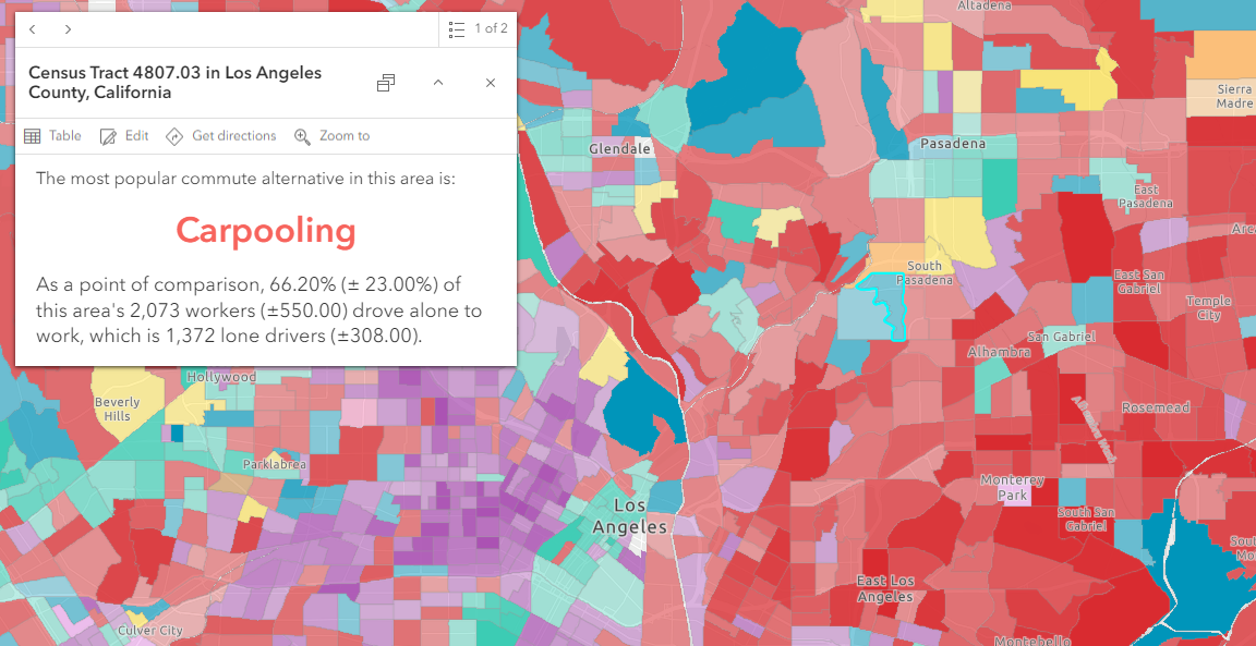 Un elemento emergente en Map Viewer