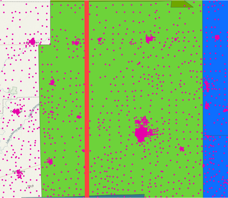 Puntos base en mapa