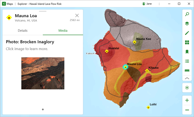 Pestaña Multimedia del volcán