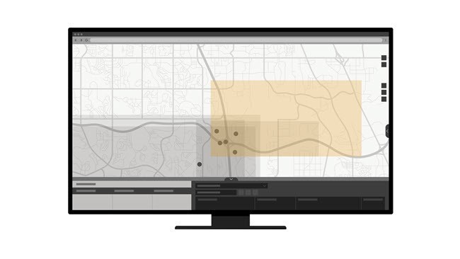 Ejemplo de una aplicación de GeoBIM con la tabla Programas seleccionada en el widget Tabla