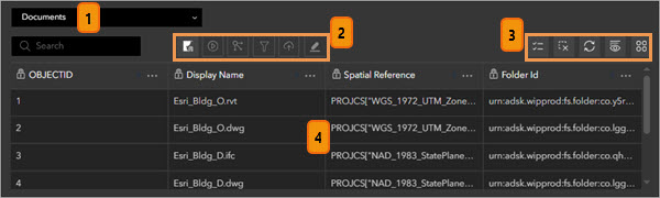 Elementos del widget Tabla Elementos del widget Tabla