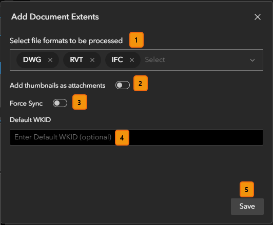 Configuración de la herramienta Agregar extensiones de documento. Configuración de la herramienta Agregar extensiones de documento.