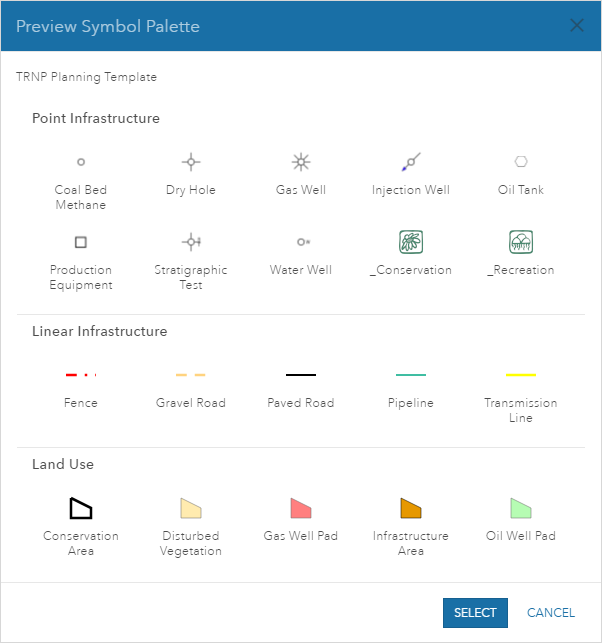 Cuadro de diálogo Vista previa de paleta de símbolos