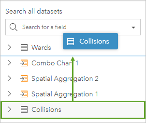 Arrastre un dataset a una nueva posición en el panel de datos.