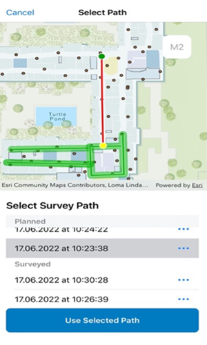 Seleccione una ruta topográfica existente en iOS.