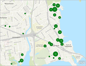 Entidades de puntos que utilizan un solo símbolo con clustering