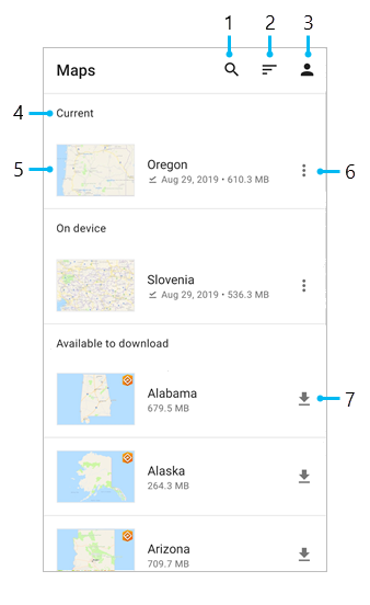 Mapa en el dispositivo con llamadas