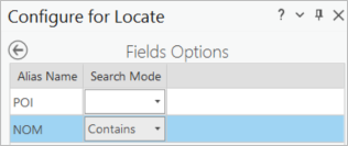 Panel Configurar capa para localizar