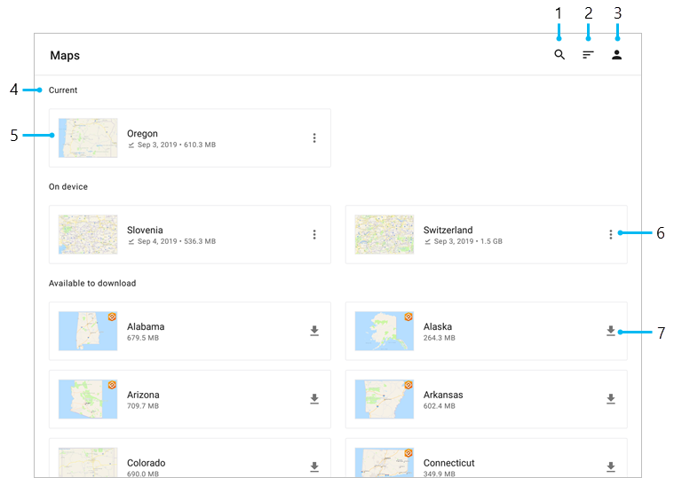 Mapa en el dispositivo con llamadas