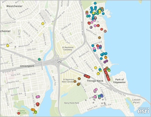 Entidades de puntos con estilo por color sin clustering Entidades de puntos con estilo por color sin clustering