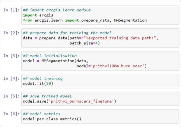 Entrene el modelo mediante ArcGIS API for Python