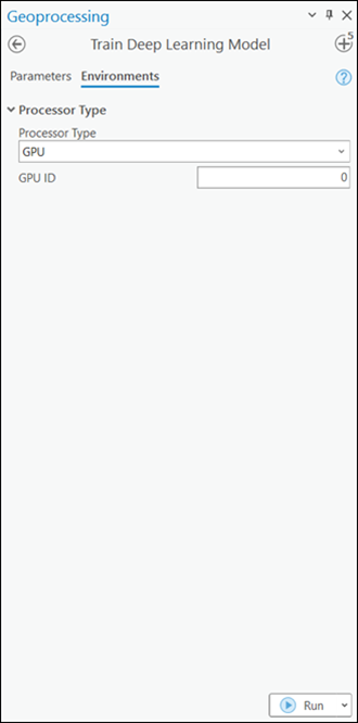 Tipo de procesador en los parámetros de la herramienta Entrenar modelo de aprendizaje profundo Tipo de procesador en los parámetros de la herramienta Entrenar modelo de aprendizaje profundo