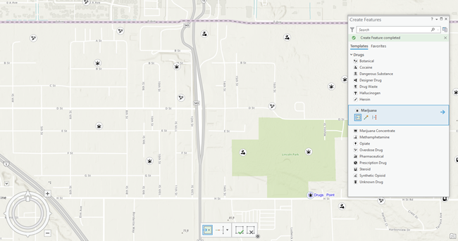 Cuadro de diálogo Crear entidades sobre el mapa