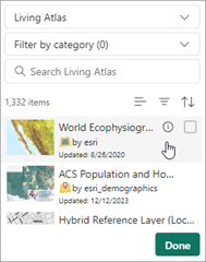 Resultados de búsqueda de filtrado por Living Atlas