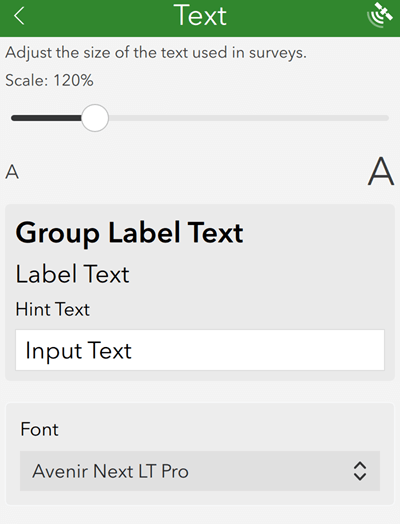 Configuración de escala de texto