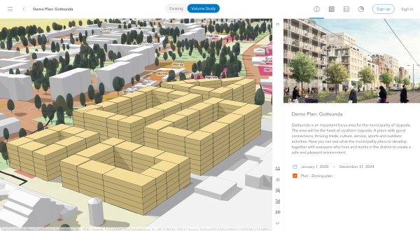 Experiencia de visualización para un plan en Uppsala, Suecia