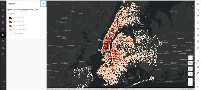 Capa de entidades agregada y simbolizada en un mapa web