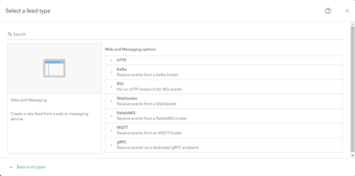 Tipos de feed HTTP de web y de mensajería