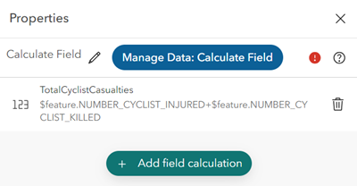 Herramienta Calcular campo configurada con expresión de Arcade