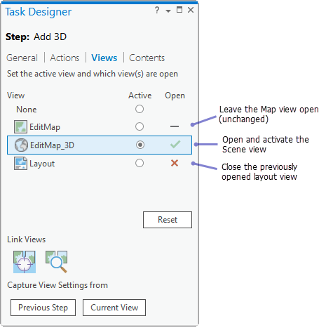 Configurer les vues des étapes