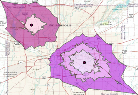 Zones de desserte avec différentes pauses de polygone pour différentes ressources