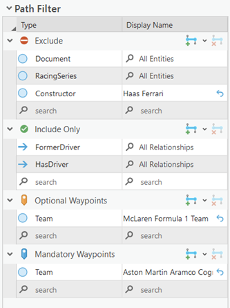 Tous les filtres de chemin sont répertoriés. Tous les filtres de chemin sont répertoriés.