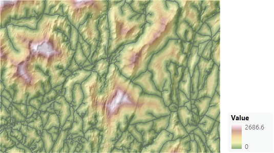 Carte de distance par rapport aux axes routiers sur un ombrage Carte de distance par rapport aux axes routiers sur un ombrage