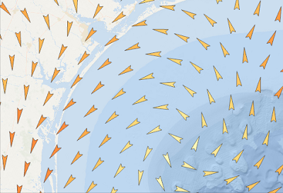 Vitesse et direction du vent dans le golfe du Mexique, près de Corpus Christi, au Texas Vitesse et direction du vent dans le golfe du Mexique, près de Corpus Christi, au Texas