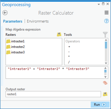 Outil Calculatrice raster dans la fenêtre Géotraitement