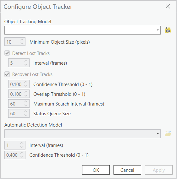 Fenêtre Configurer le suivi d’objets