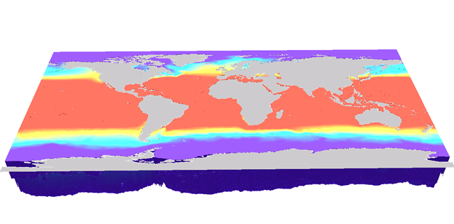 Unités marines écologiques représentant la température de l’eau sous forme de symbologie par étirement