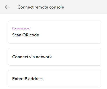 Page Connecter une console distante avec des options de connexion