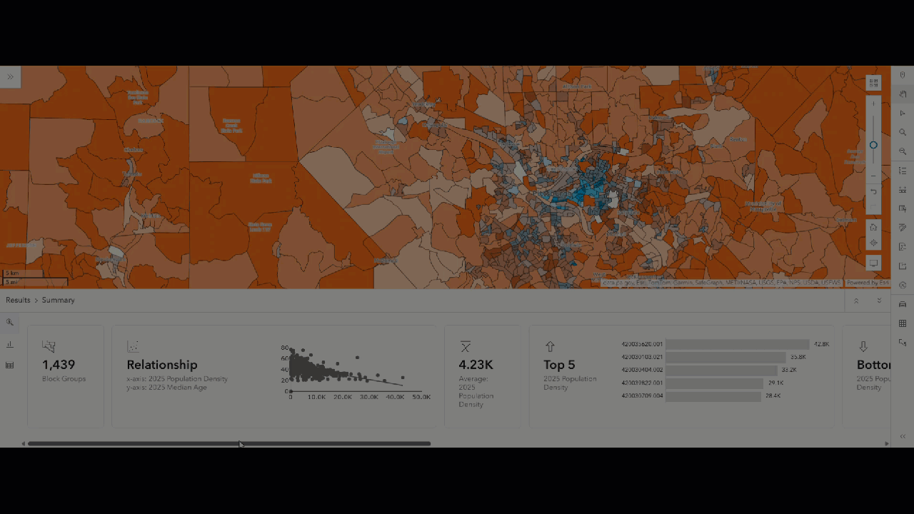 Animation de la carte avec code couleur et de la fenêtre Results (Résultats) Animation de la carte avec code couleur et de la fenêtre Results (Résultats)
