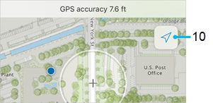 Bouton GPS sur la carte au cours de la collecte