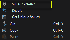 Set To ’<Null>’ (Définir sur ‘<Null>’) Set To ’<Null>’ (Définir sur ‘<Null>’)