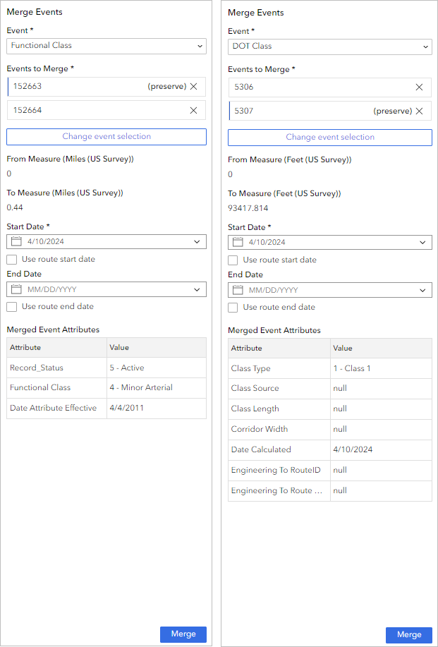 Widget Merge Events (Fusionner des événements)