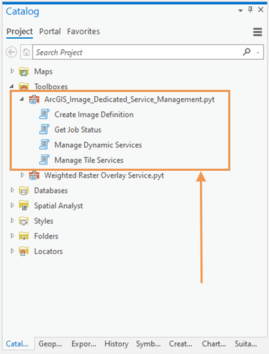 Boîte à outils de gestion du service dédié aux images ArcGIS