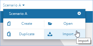 Option Importer dans le menu déroulant Scénario A