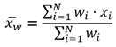 Équation de calcul de la moyenne pondérée