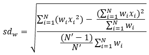 Equation de l'écart type pondéré