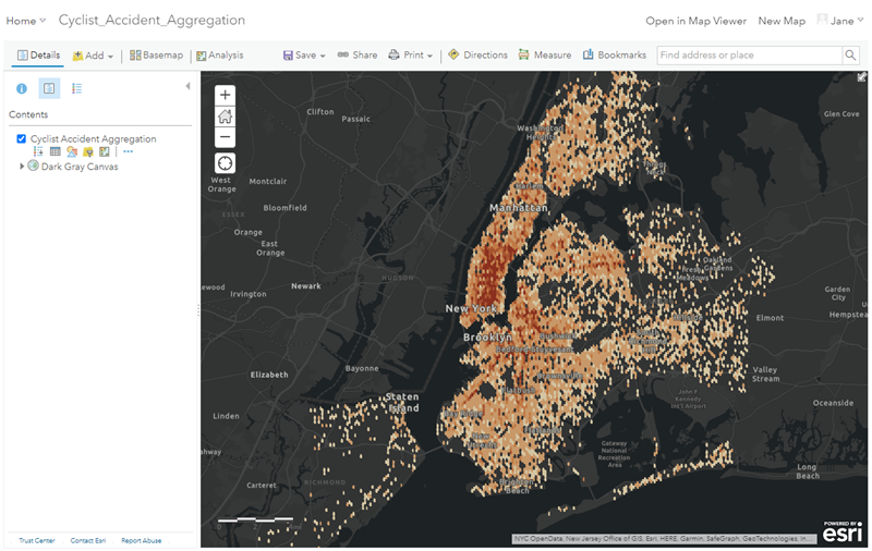 Résultats de l’analyse Big Data dans une carte Web