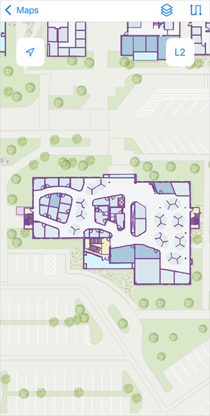 Sélecteur d’étages dans le mode Map (Carte) d'ArcGIS IPS Setup for iOS