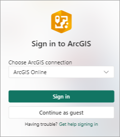 Invite de connexion à ArcGIS for Power BI