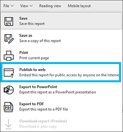 Publish to web (Publier sur le Web) dans le menu File (Fichier)