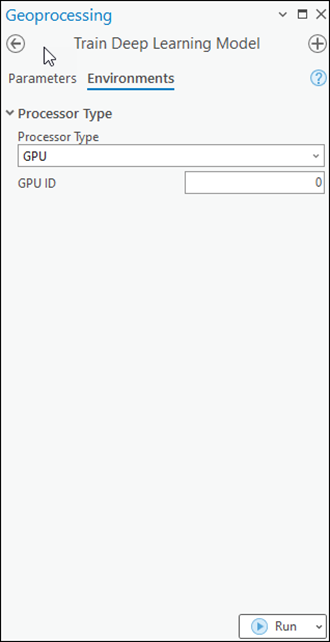 Environnements de l’outil Entraîner le modèle de Deep Learning