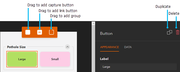 Faire glisser, dupliquer ou supprimer des boutons.