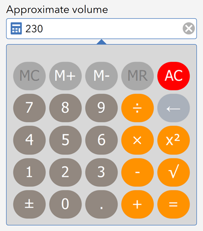 Apparence de la calculatrice pour un entier