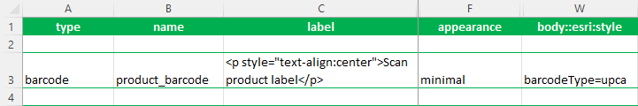 Type de question code à barres en XLSForm