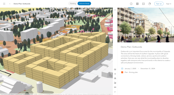 Interface de visualisation d’un plan à Uppsala, Suède